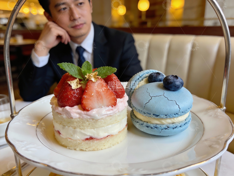高清大图下载【趣麦麦图】精致甜点与西装男士
