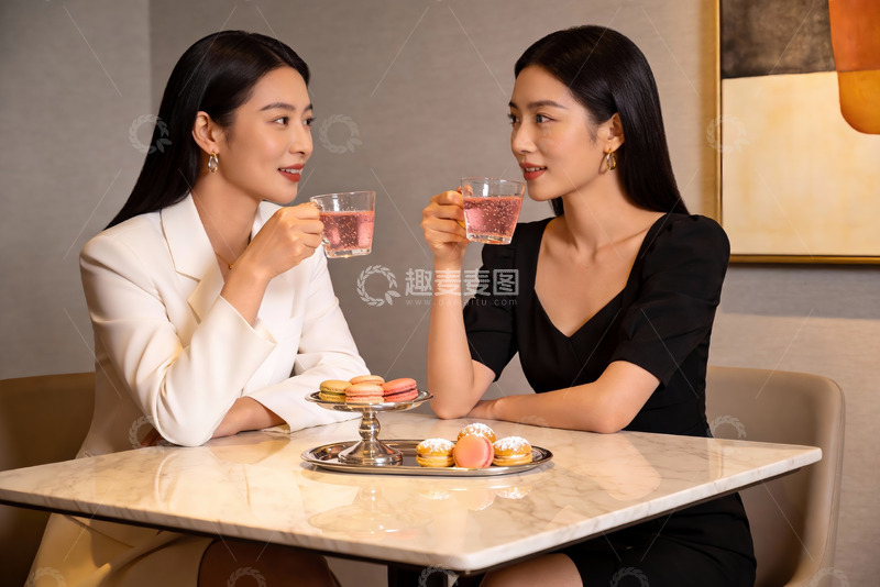 高清大图下载【趣麦麦图】两位女士咖啡时光