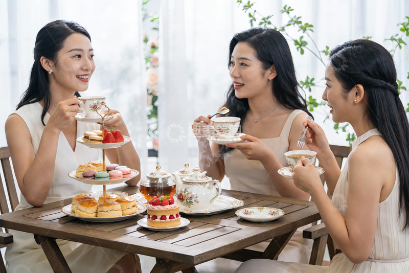 高清大图下载【趣麦麦图】三位女士下午茶聚会