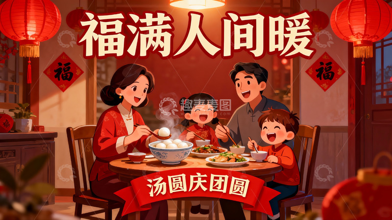 高清大图下载【趣麦麦图】春节家庭聚餐团圆饭