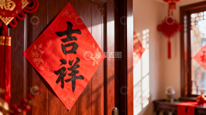 高清大图下载【趣麦麦图】春节装饰的红色门