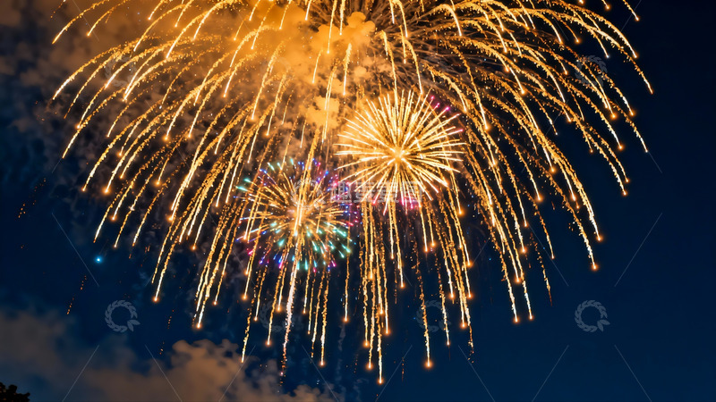 高清大图下载【趣麦麦图】夜空烟花绽放绚丽多彩