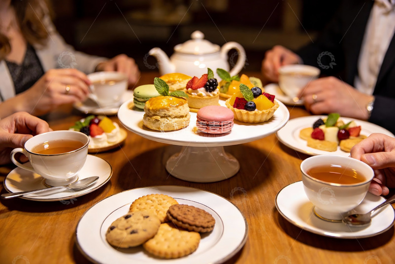 高清大图下载【趣麦麦图】下午茶时光甜点与茶杯