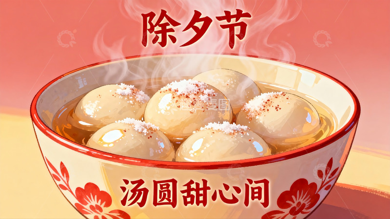 高清大图下载【趣麦麦图】除夕汤圆热气腾腾