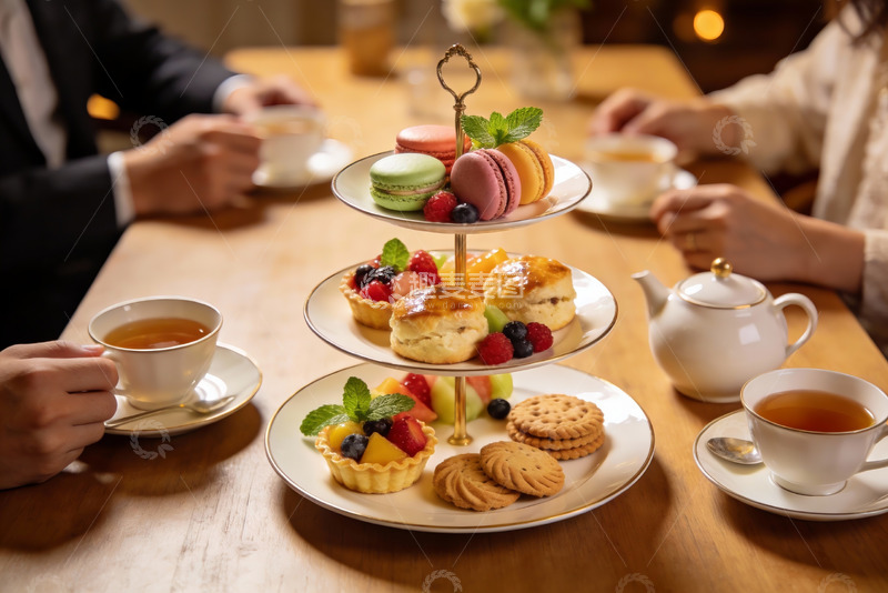 高清大图下载【趣麦麦图】下午茶时光甜点与茶香