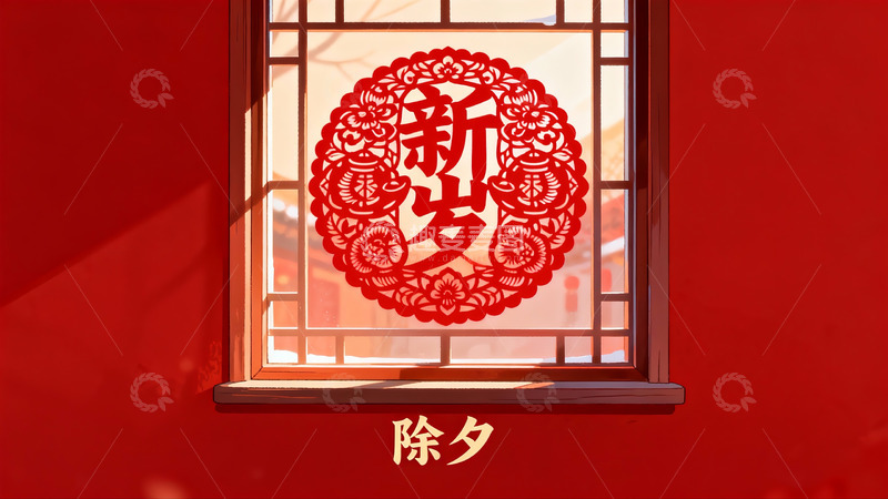 高清大图下载【趣麦麦图】除夕窗花迎新年