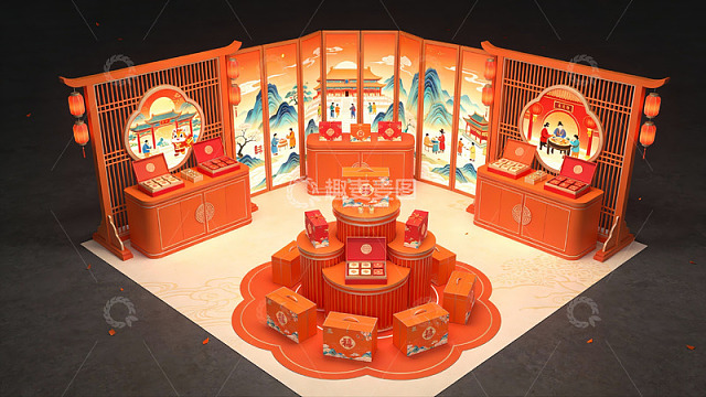 中式节日主题展台设计