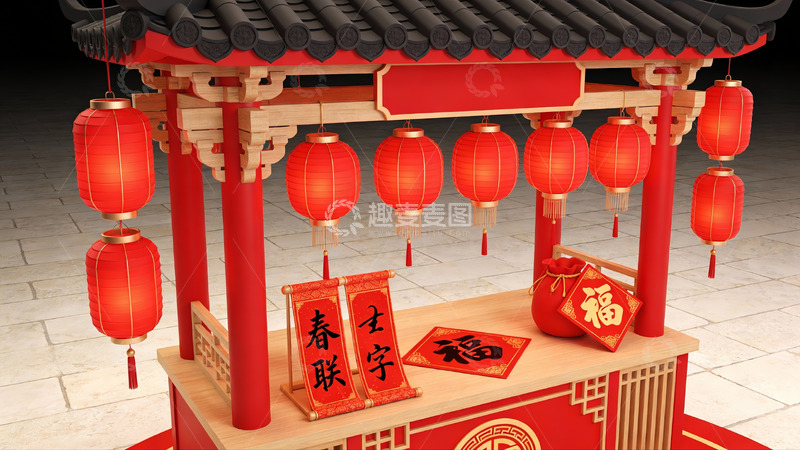 高清大图下载【趣麦麦图】传统中式春节装饰场景