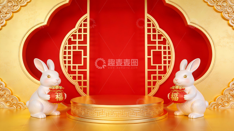 高清大图下载【趣麦麦图】兔年春节装饰场景