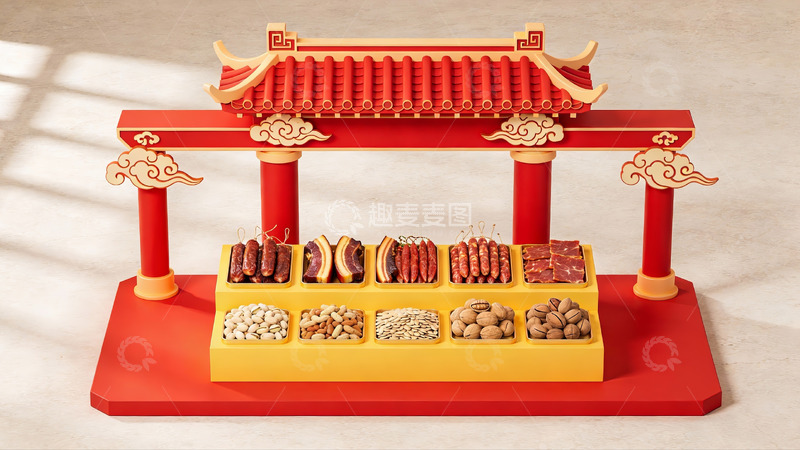 高清大图下载【趣麦麦图】中式传统建筑风格食品展示