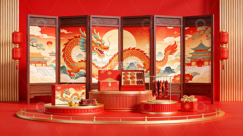 高清大图下载【趣麦麦图】龙年主题节日陈列展示