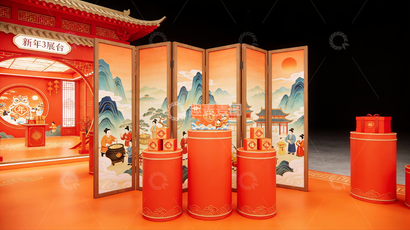 高清大图下载【趣麦麦图】新年主题展览场景布置