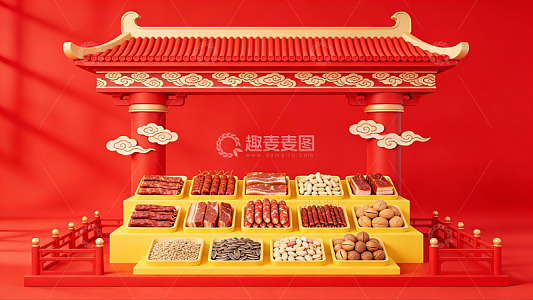 中式建筑风格食品展示