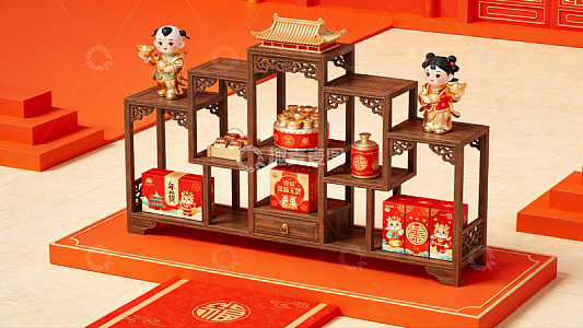中式新年礼盒陈列展示