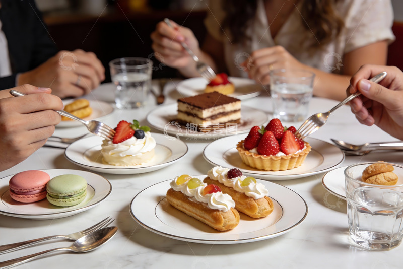 高清大图下载【趣麦麦图】多人共享精致甜点下午茶