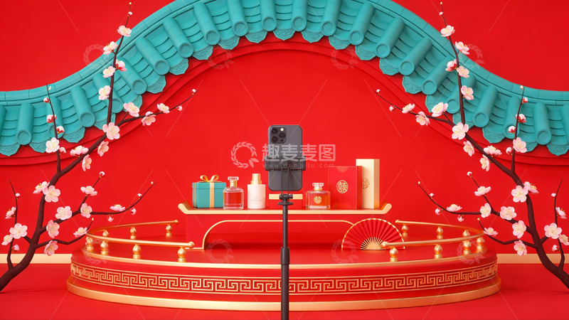 高清大图下载【趣麦麦图】春节主题产品展示场景