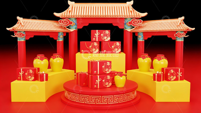 高清大图下载【趣麦麦图】中式传统节日装饰场景