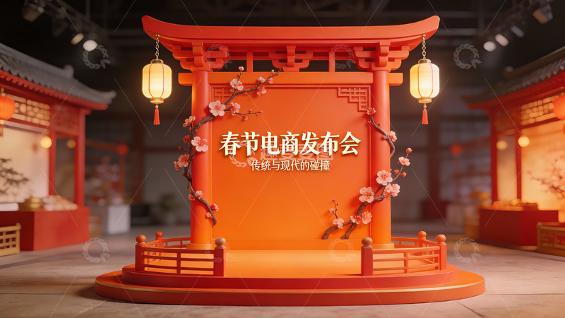 高清大图下载【趣麦麦图】春节电商发布会场景展示