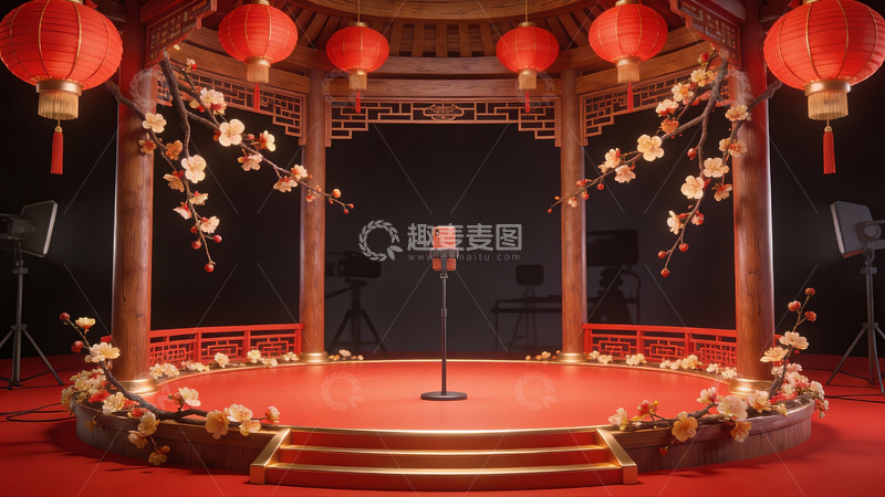 高清大图下载【趣麦麦图】中式亭台舞台布景