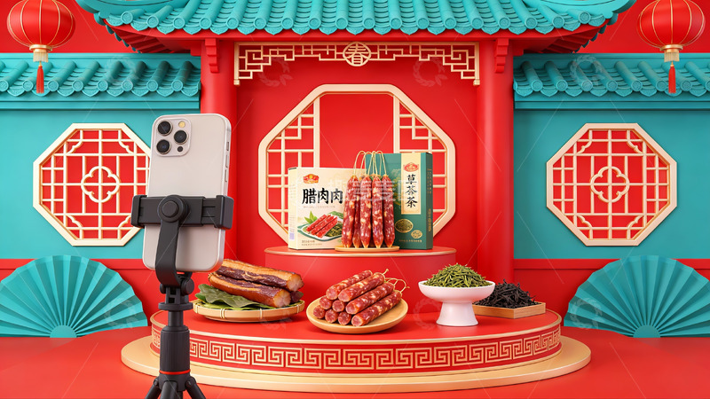 高清大图下载【趣麦麦图】中式风格食品展示场景