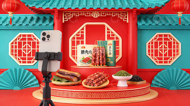 中式风格食品展示场景