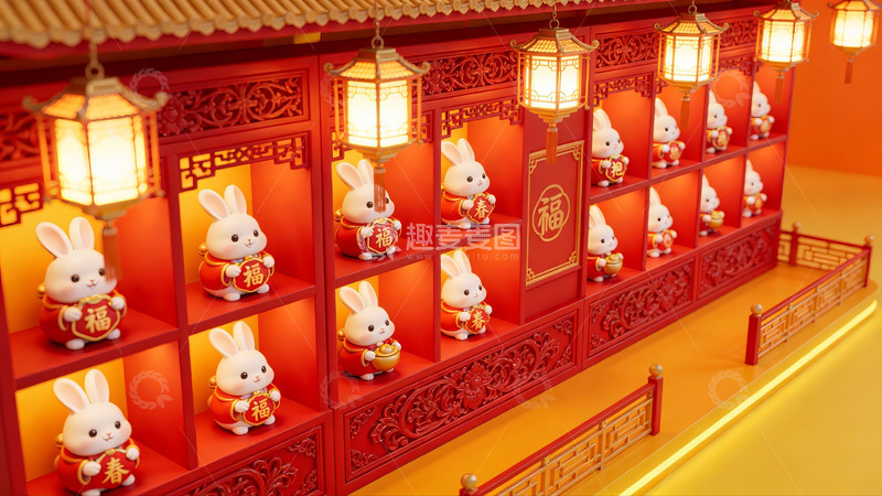 高清大图下载【趣麦麦图】兔年主题装饰陈列
