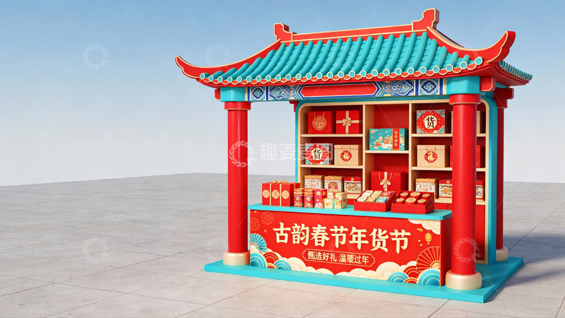 高清大图下载【趣麦麦图】传统春节年货节摊位