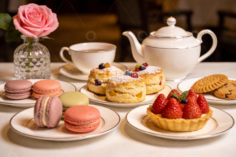高清大图下载【趣麦麦图】精致下午茶甜点与茶具摆盘