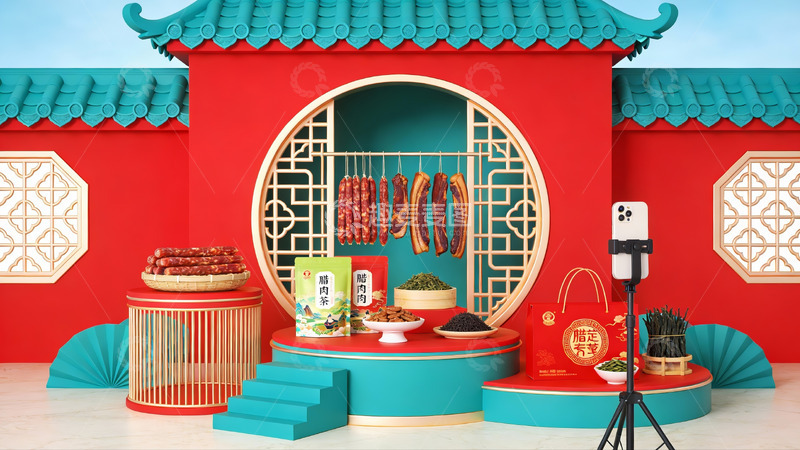高清大图下载【趣麦麦图】传统风格美食展示场景
