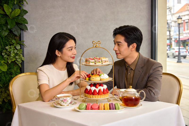 高清大图下载【趣麦麦图】优雅情侣下午茶时光
