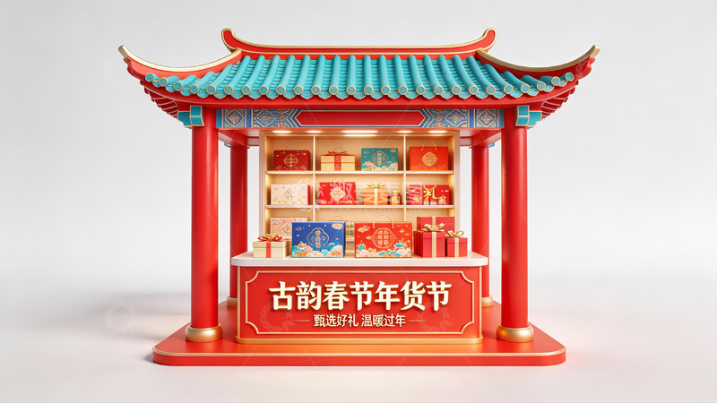高清大图下载【趣麦麦图】古风春节年货节展台