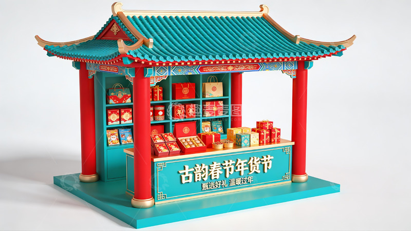 高清大图下载【趣麦麦图】传统春节年货节摊位