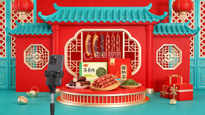 高清大图下载【趣麦麦图】中式年货展示场景