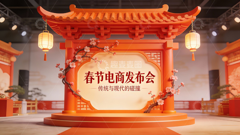 高清大图下载【趣麦麦图】春节电商发布会现场布置