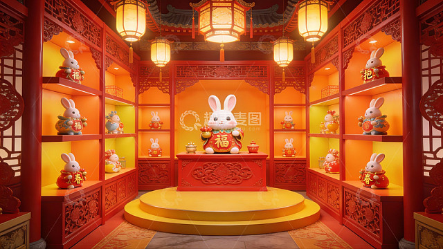 兔年主题中式装饰展厅