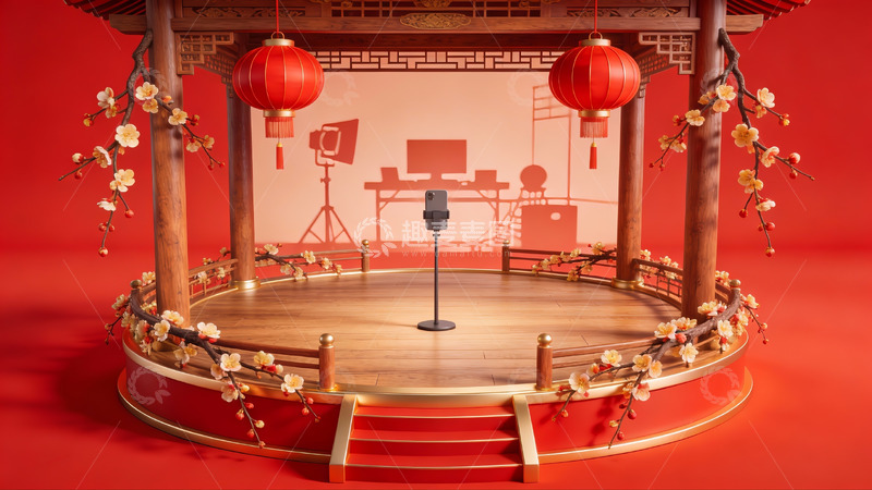 高清大图下载【趣麦麦图】中式亭台舞台布景