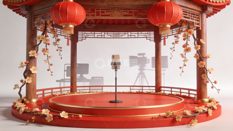 高清大图下载【趣麦麦图】中式亭台舞台布景