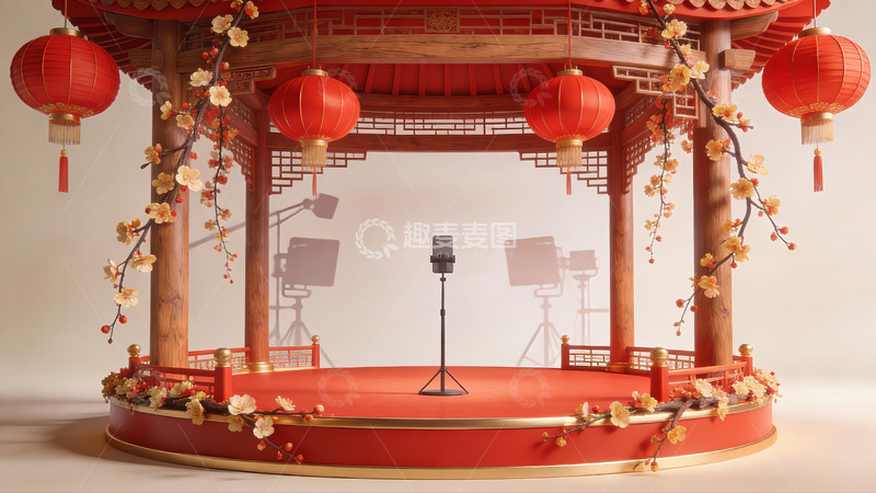 高清大图下载【趣麦麦图】中式亭台舞台装饰场景