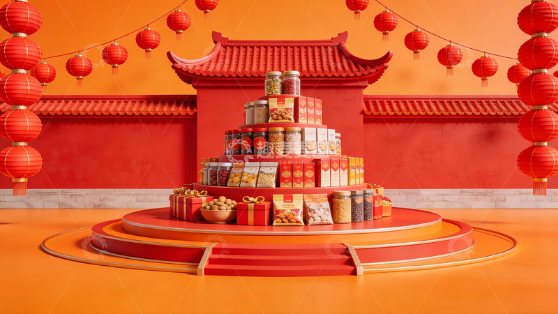 高清大图下载【趣麦麦图】春节主题礼盒陈列展示