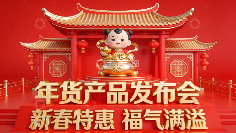 高清大图下载【趣麦麦图】年货产品发布会新春特惠