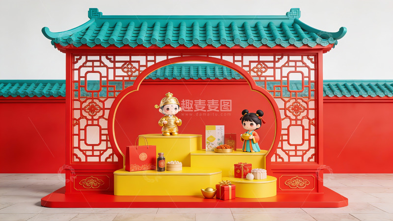 高清大图下载【趣麦麦图】传统建筑风格节日展示