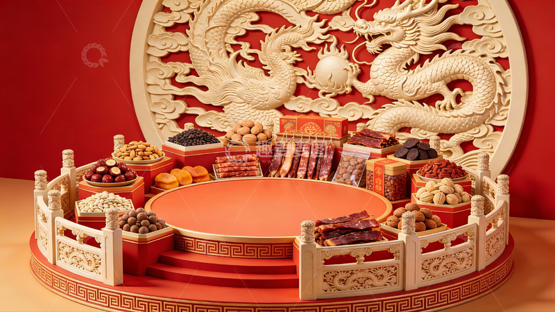 高清大图下载【趣麦麦图】中式龙纹礼盒摆件展示