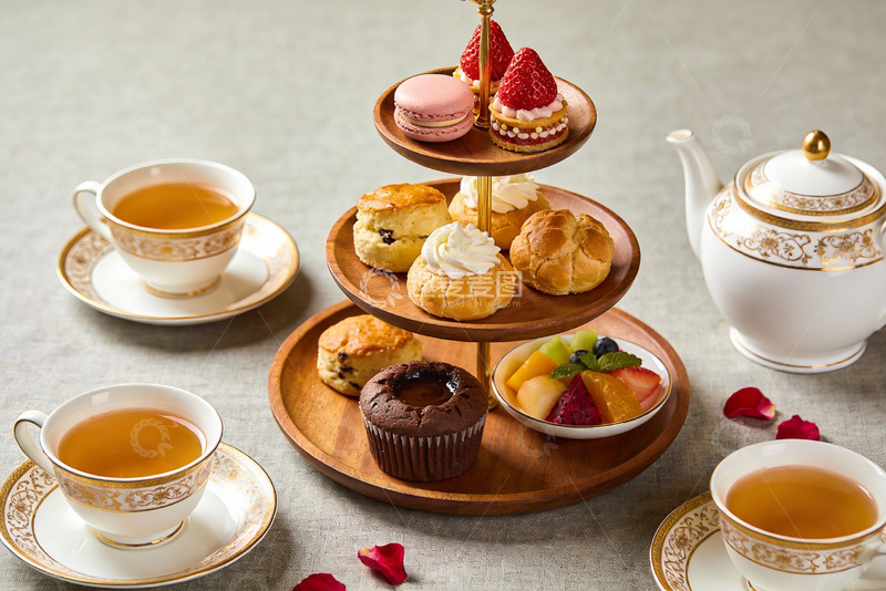 高清大图下载【趣麦麦图】精致下午茶点心与茶具摆盘