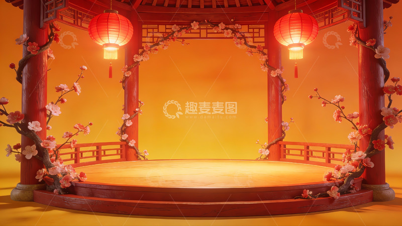 高清大图下载【趣麦麦图】中式亭台花灯场景