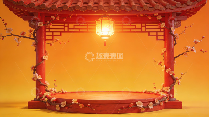 高清大图下载【趣麦麦图】中式亭台花灯夜景