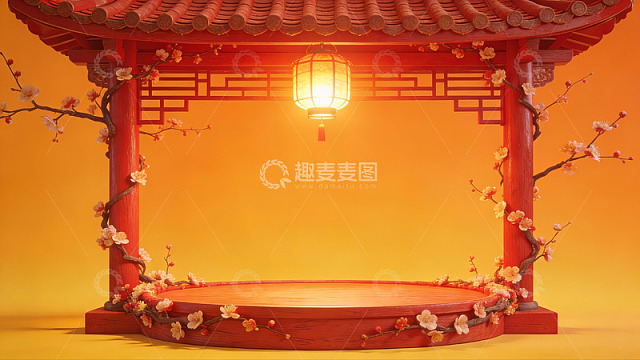中式亭台花灯夜景