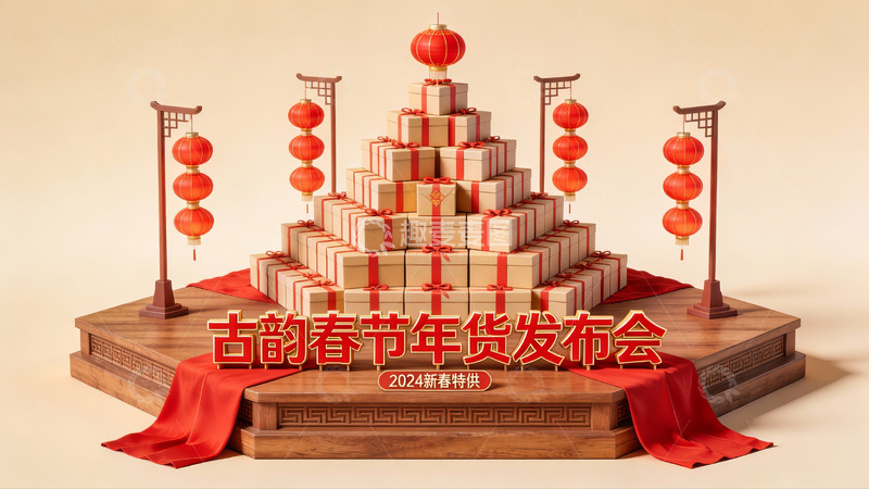 高清大图下载【趣麦麦图】2024春节年货发布会场景