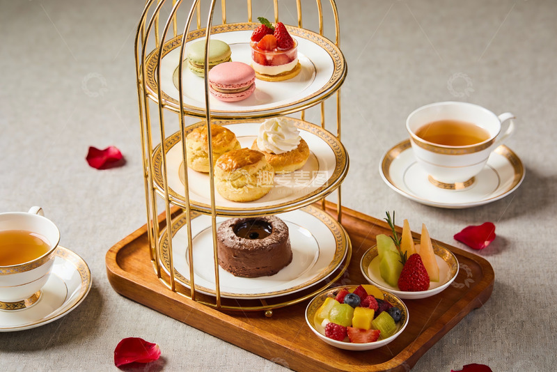 高清大图下载【趣麦麦图】精致下午茶点心与茶具摆盘