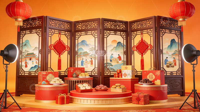 高清大图下载【趣麦麦图】中式节日装饰场景展示