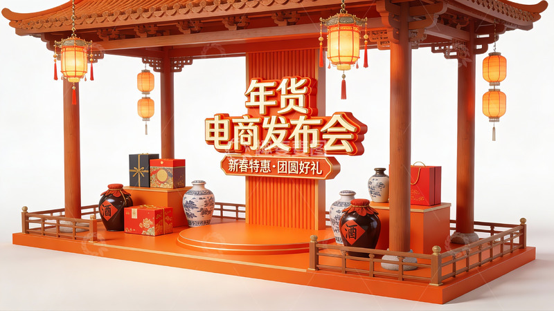 高清大图下载【趣麦麦图】年货电商发布会场景展示